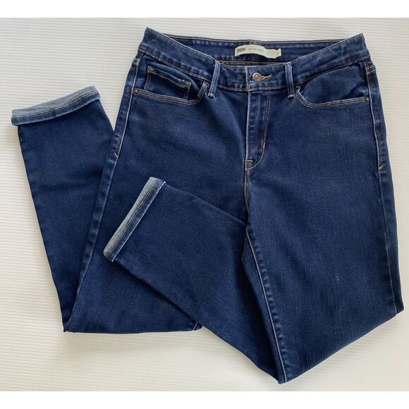 Levis Mid Rise Skinny Cropped Jeans Dark Wash Women’s Size 8 (Fit 29"x25") - Picture 3 of 13